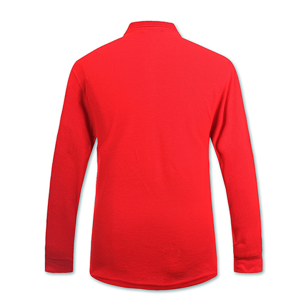 经典中国红长袖polo衫