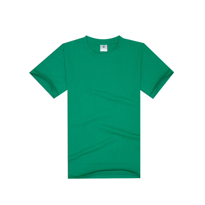 草绿色纯棉圆领T恤衫