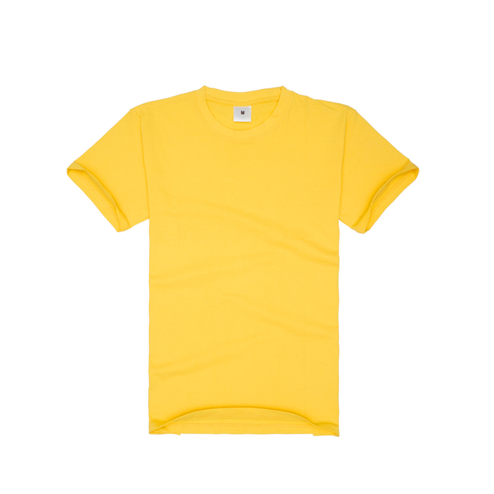 180g纯棉黄色圆领广告T恤衫