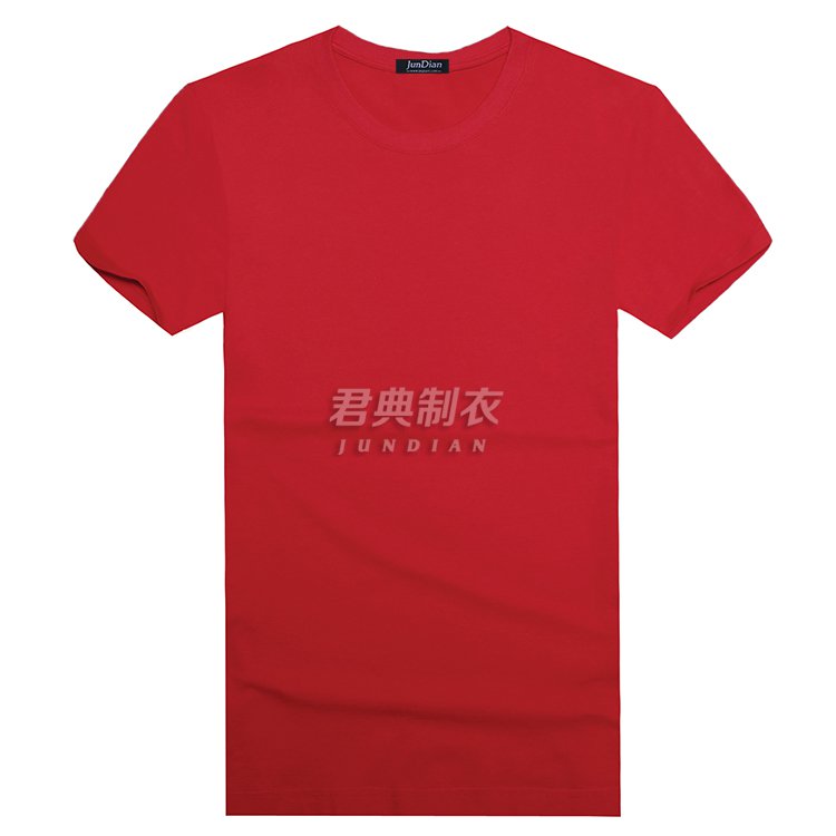 红色莱卡棉T恤文化衫